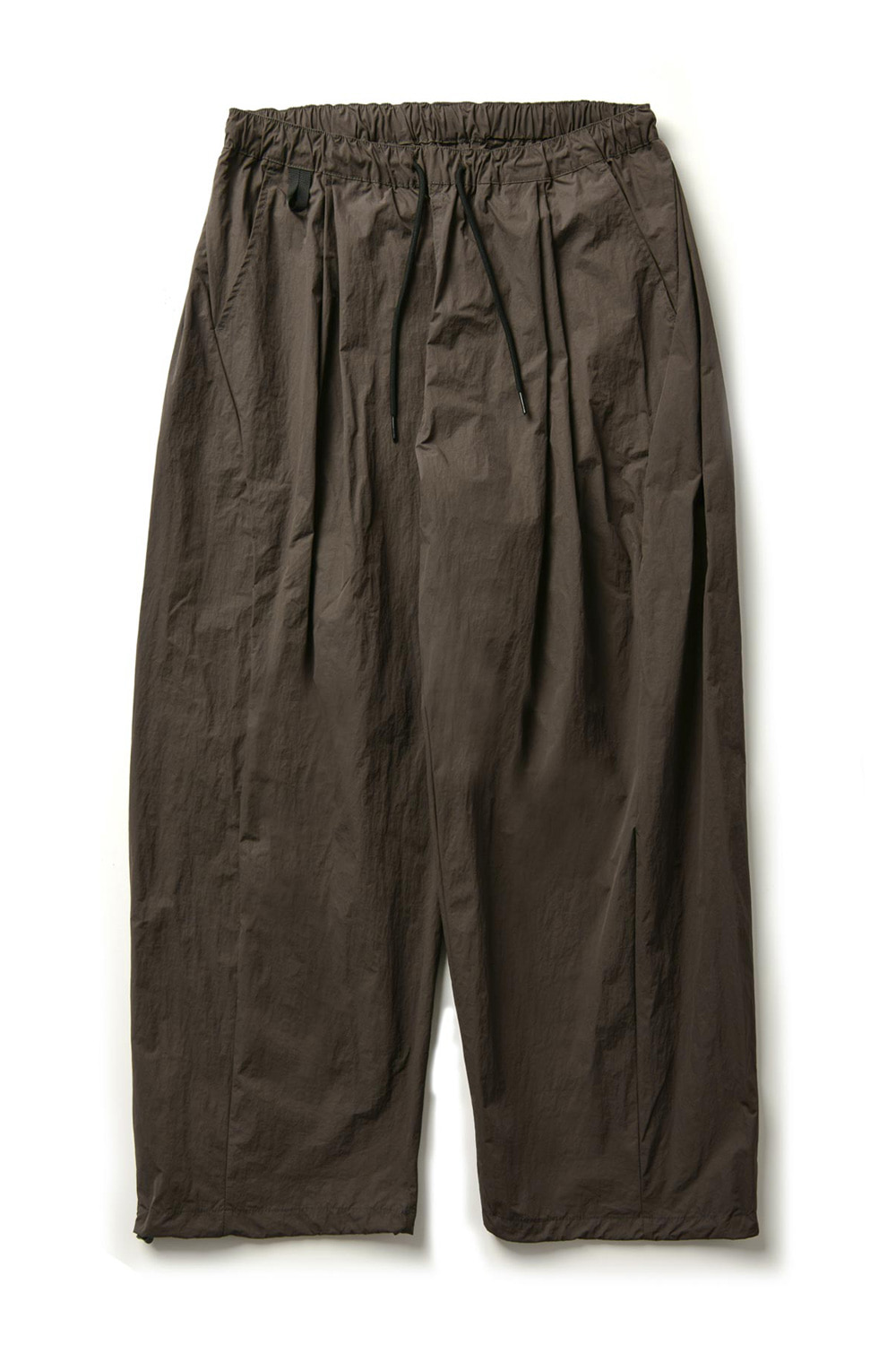 Nylon Double Tuck Wide Pants Brown